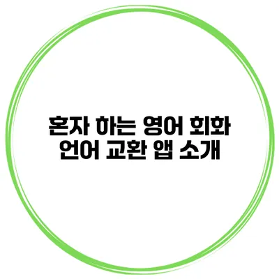 혼자 하는 영어 회화 언어 교환 앱 소개